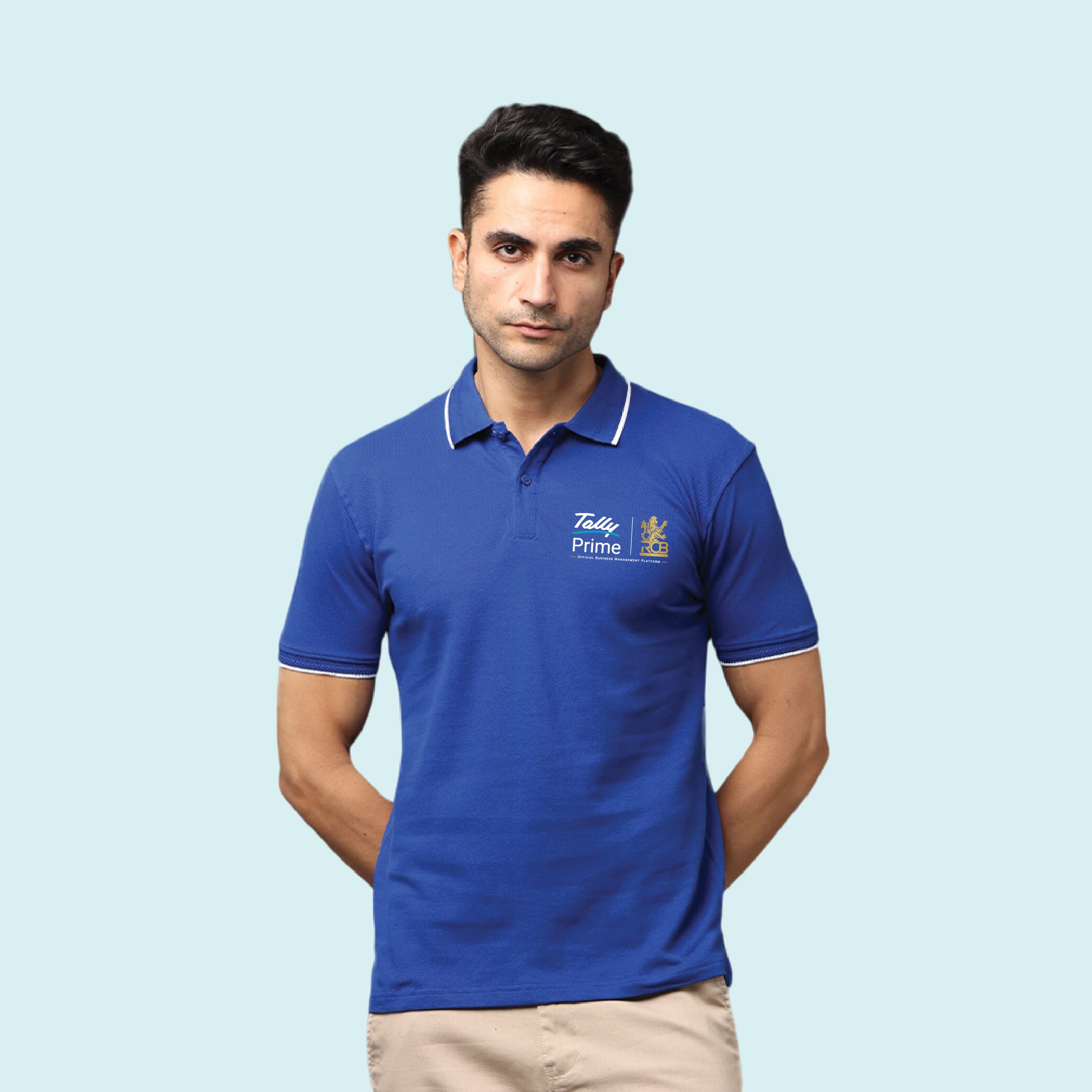 Greys&Blues Pima Collar T-Shirt-Royal Blue with White